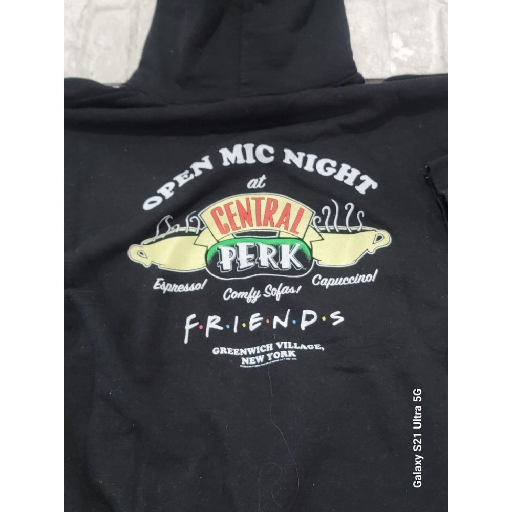 Friends Medium Hoodie Black With‎ Colored Graphics Central Perk Open Mic Night